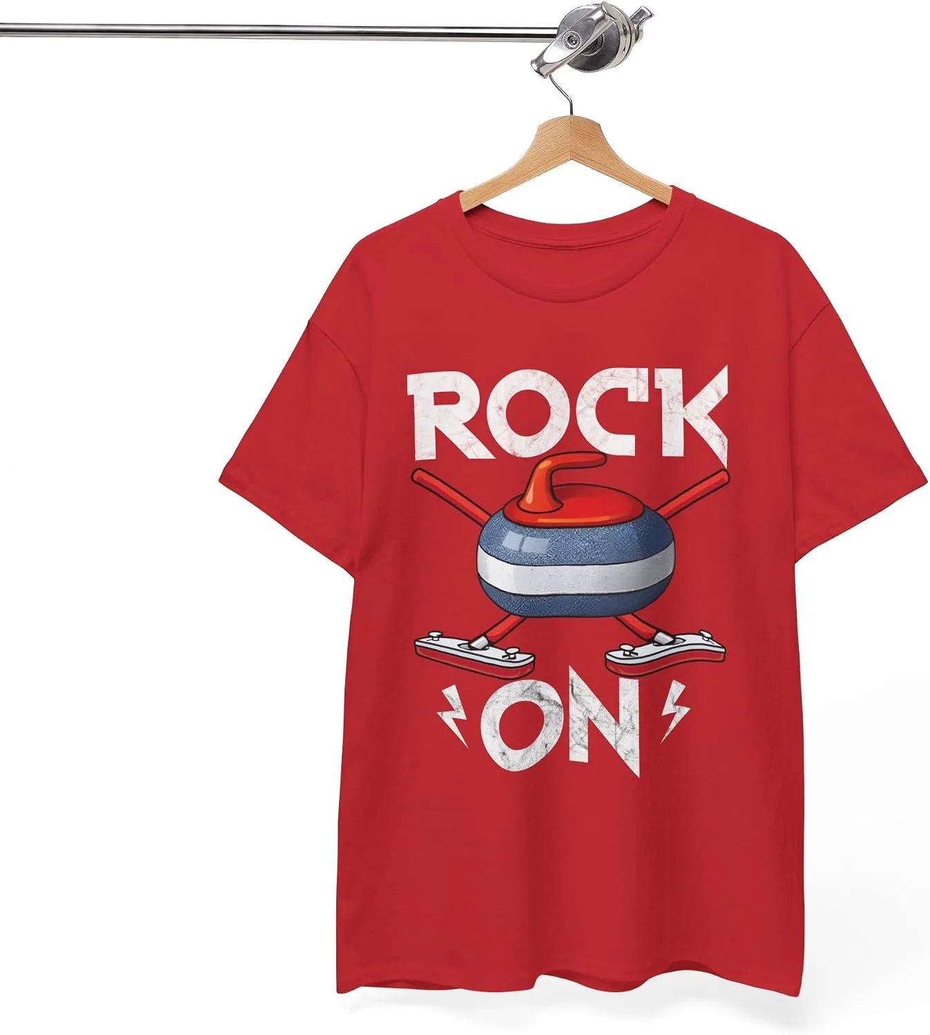 Женская футболка с ретро-принтом Rock On Gildan 5000, Red — фото 4