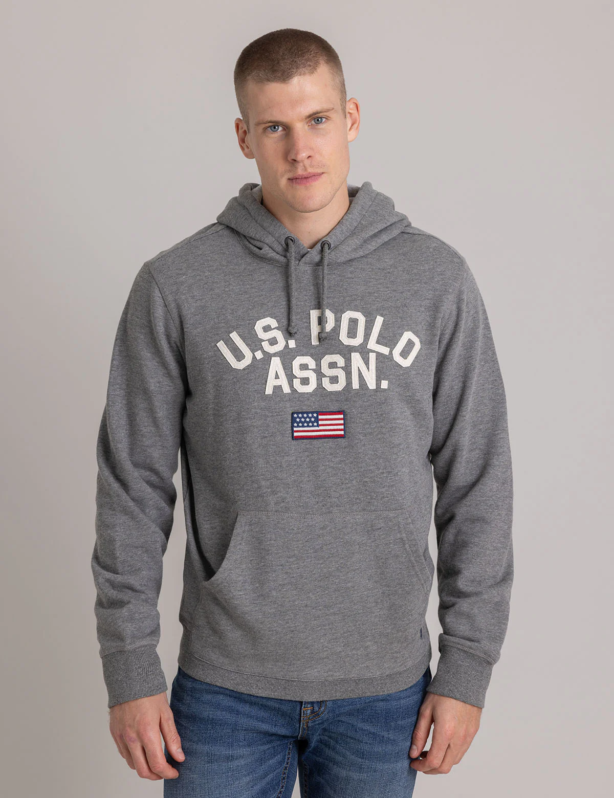 

Худи U.S. Polo Assn Embroidered French Terry Pullover, серый