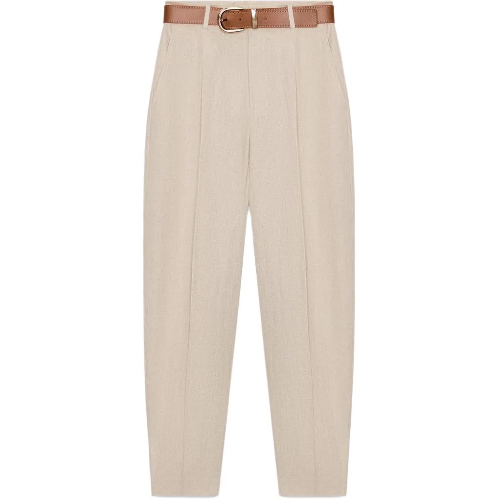 Женские брюки повседневные зауженные Light Beige ZARA
