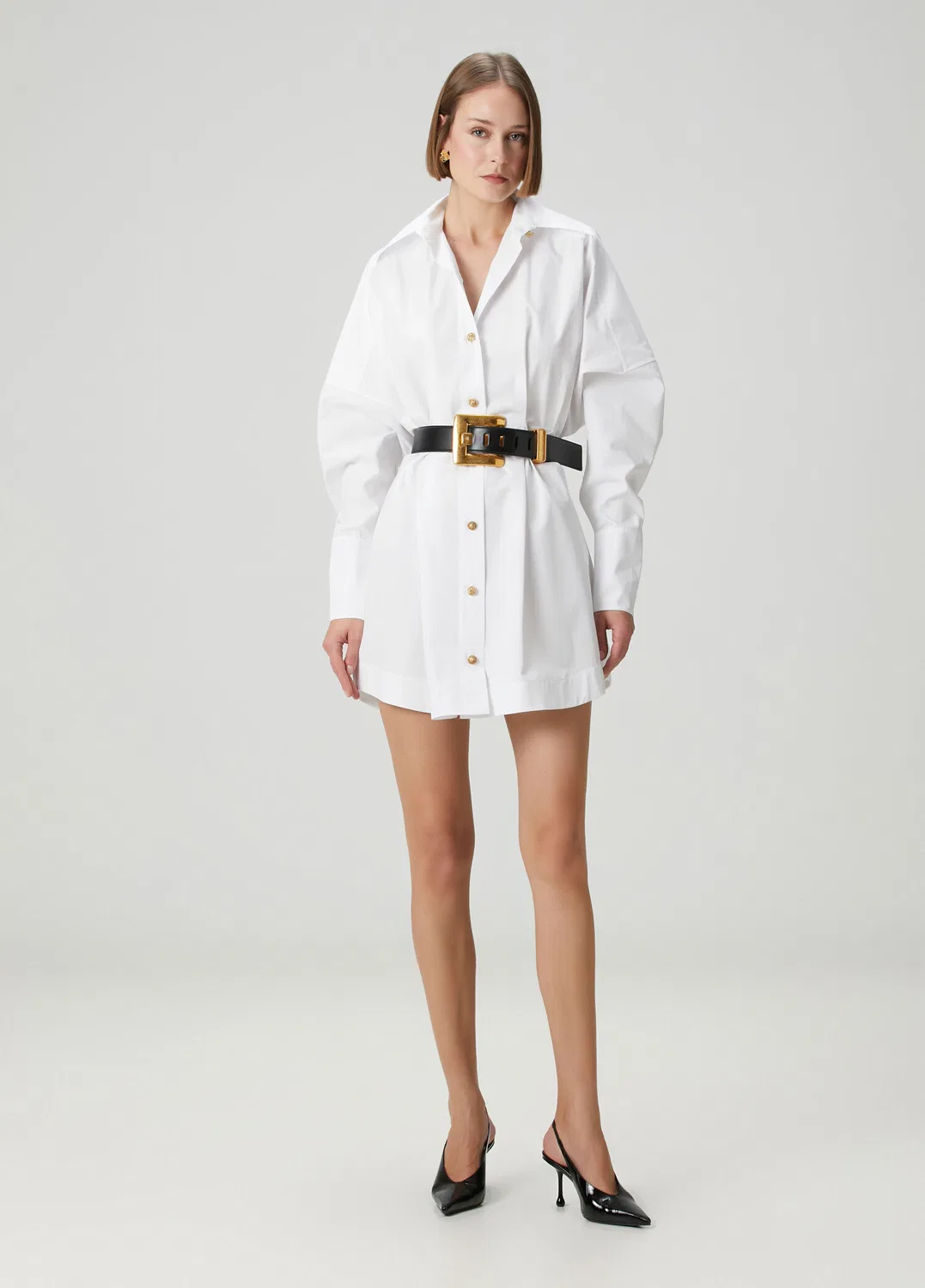 Платье-рубашка мини Balmain, белый
