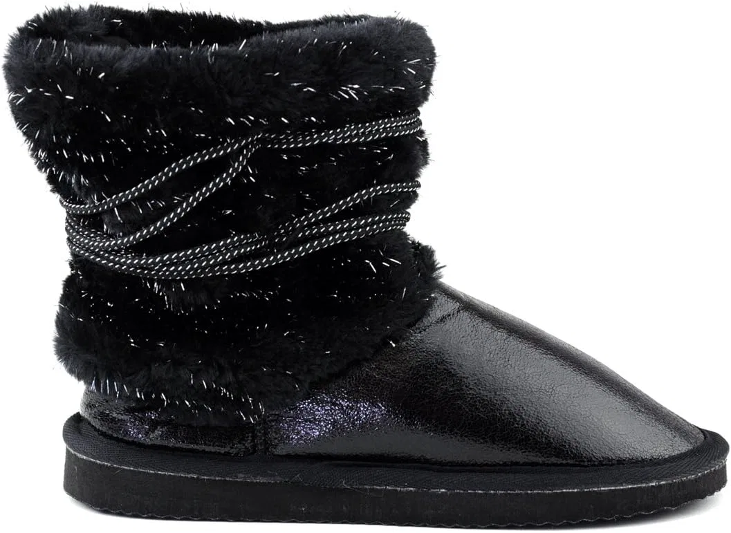 Детские зимние ботинки для девочек с помпонами NYFASHION101, Black — фото 3
