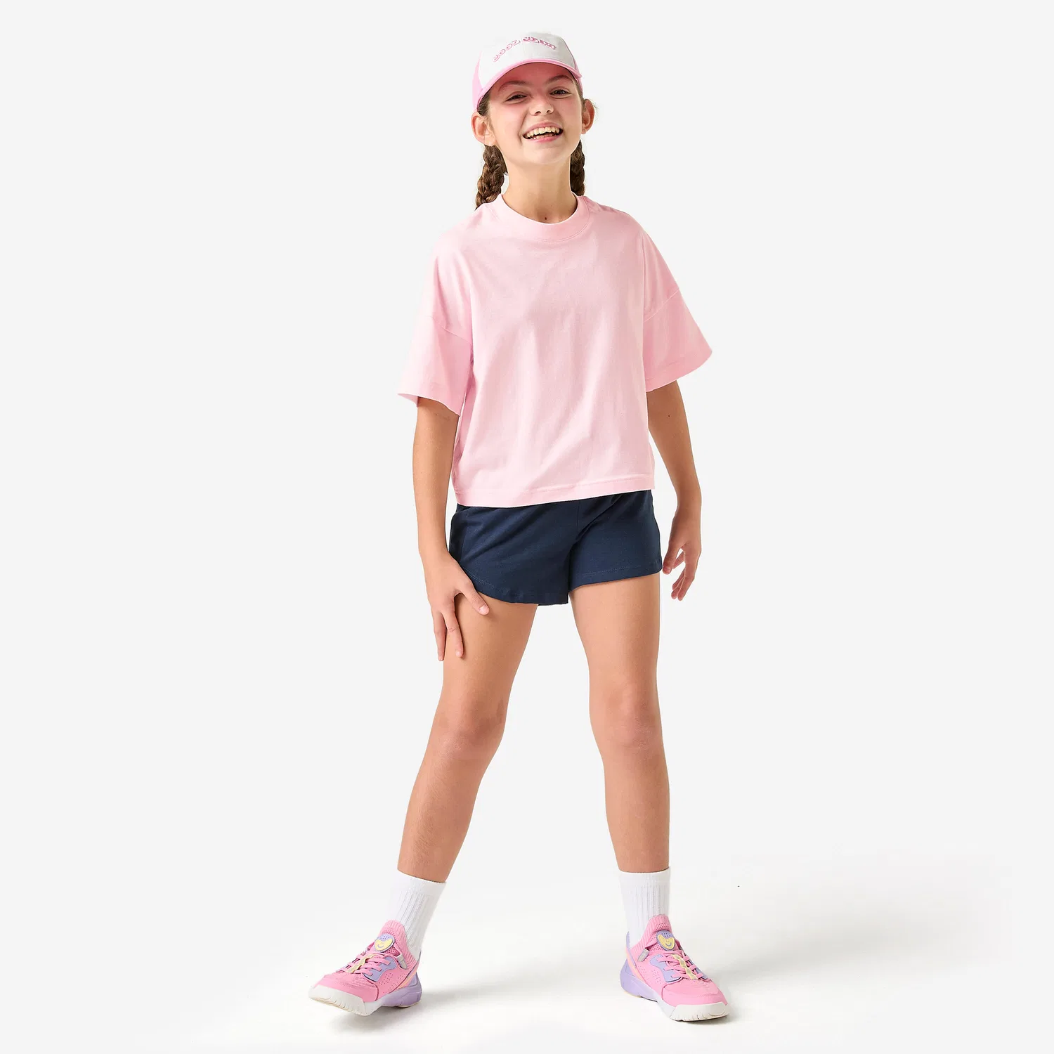 Детская футболка для девочек оверсайз Decathlon, Blasses Bonbonrosa — фото 2