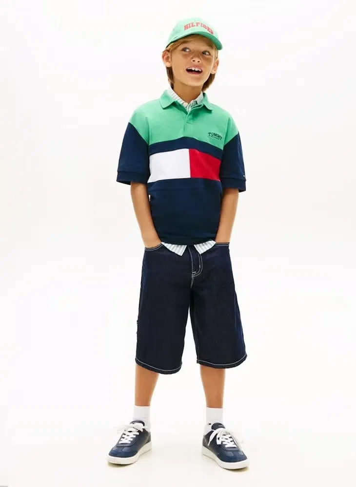 Поло с цветочным блоком, модель Colour-Blocked, Tommy Hilfiger, зеленый — фото 4