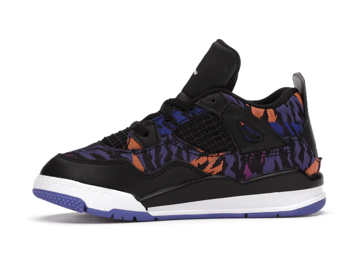 Детские кроссовки с длинным шнурком Jordan 4 Retro Jordan, Black/White-Rush Violet — фото 3