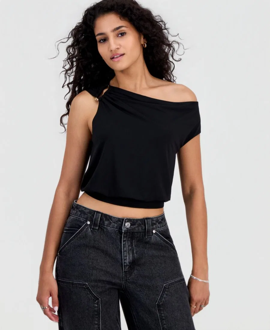 Асимметричный укороченный топ Just Polly, Black