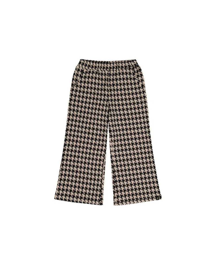 Брюки-клеш с принтом в елочку Black Caramel Deux par Deux, Black And Beige Houndstooth