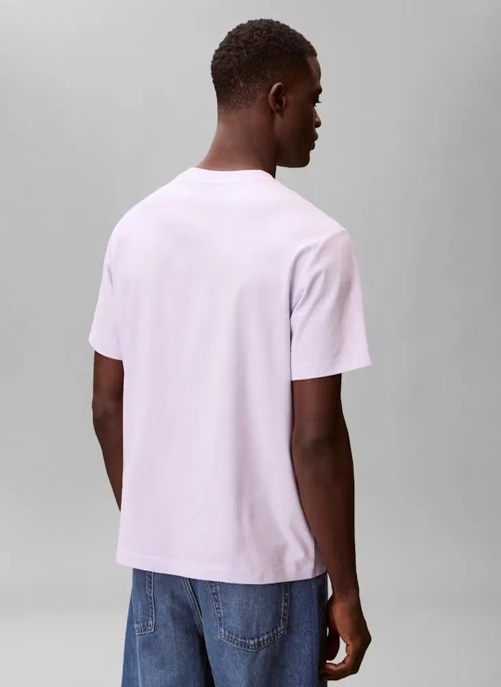 Футболка с принтом логотипа Fade logo crew neck t-shirt Calvin Klein, сиреневая — фото 2