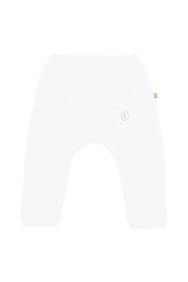 Детские брюки для девочек прямого кроя Basics Biorganic, White — фото 2