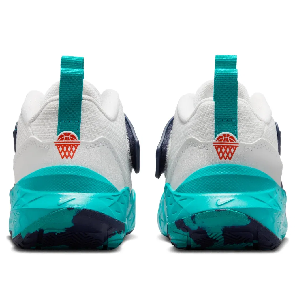 Детские кроссовки Team Hustle D 12 'Summit White Energy Midnight Navy' Nike, Summit White/Energy/Midnight Navy/Safety Orange — фото 4