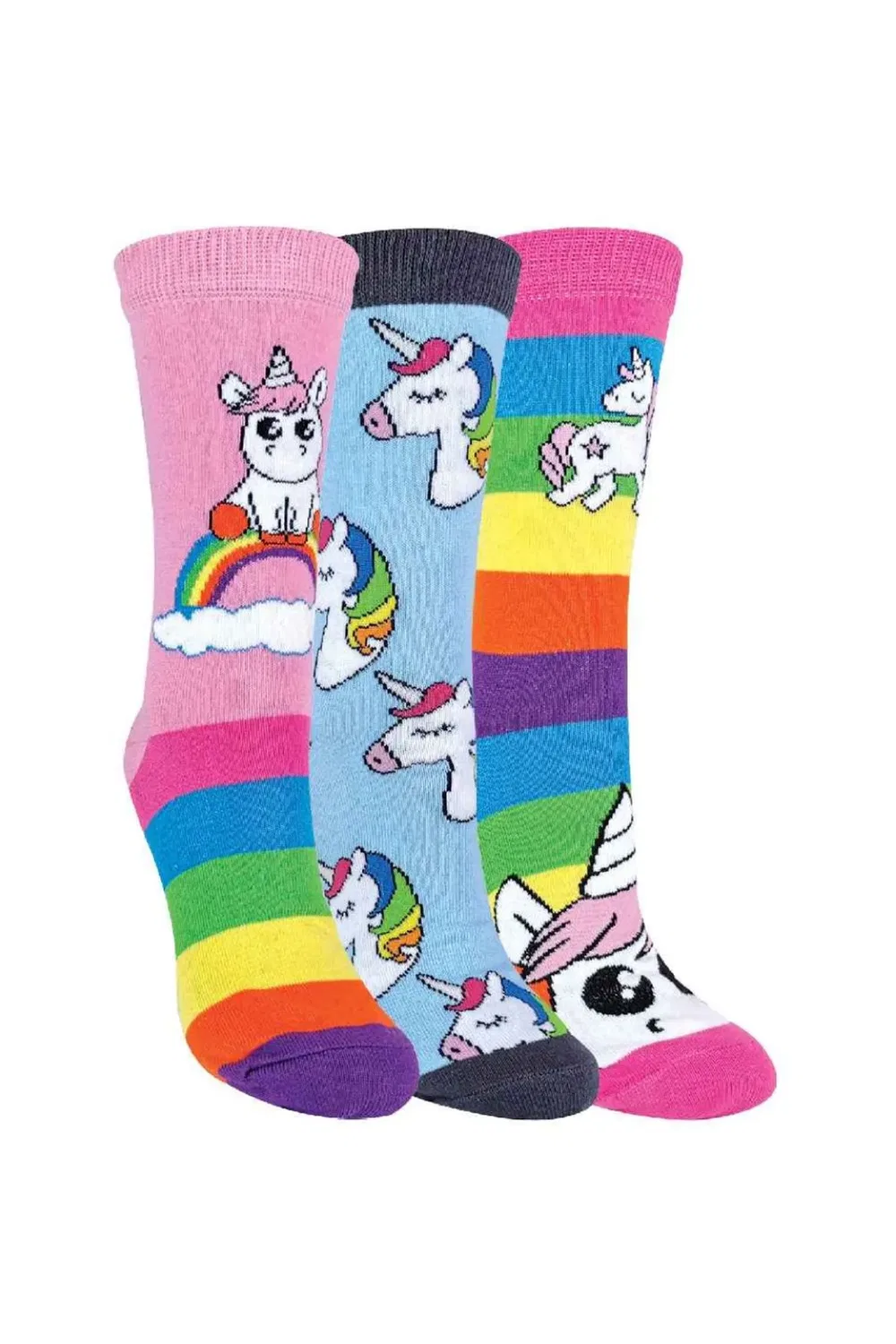 Детские носки с принтом Unicorn Striped Rainbow Design, Sock Snob, Multi