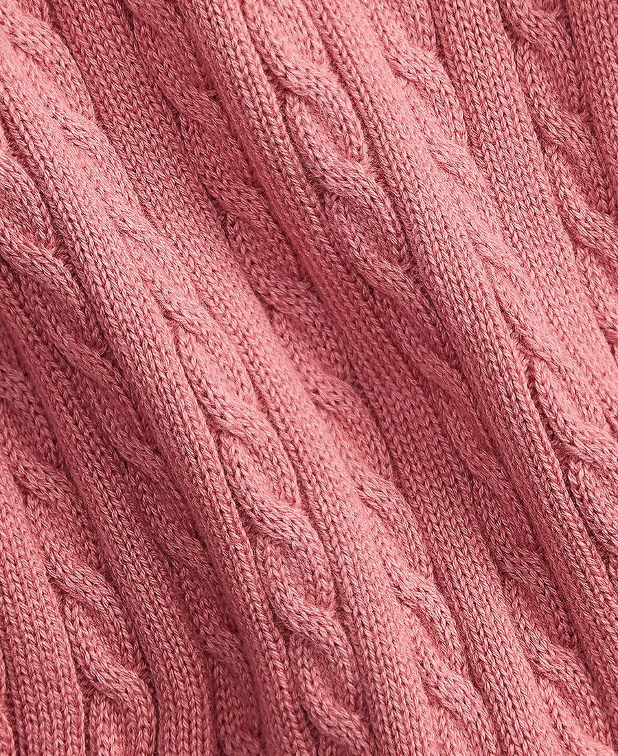 Платье-свитер с поло и мини-косичкой Polo Ralph Lauren, Canvas Pink — фото 3