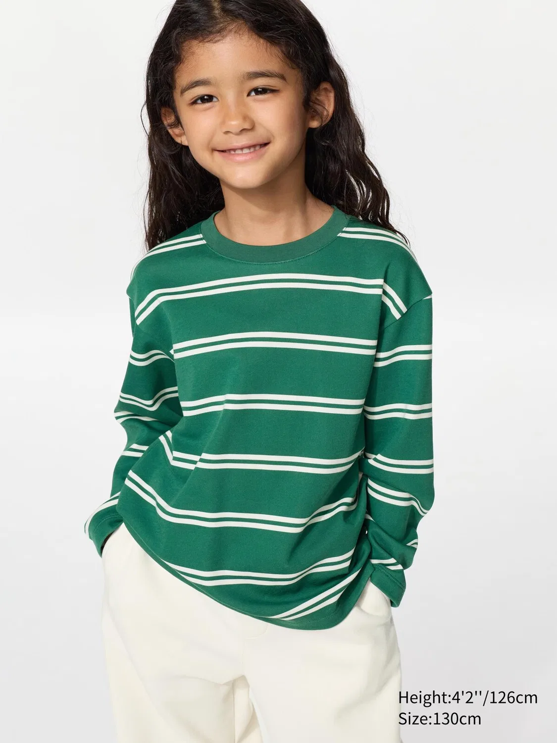 Футболка Uniqlo Airism, детская, полосатая, зеленый