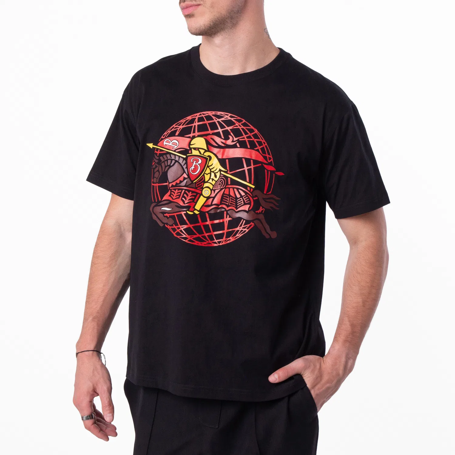 Футболка с графическим принтом Equestrian Knight Graphic Burberry, Black