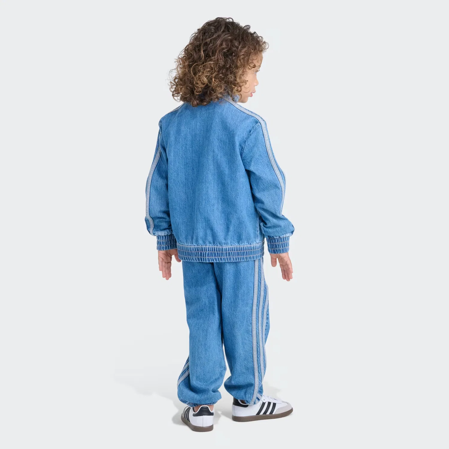 Детский комплект свободного кроя из джинсовой куртки и брюк Adidas Originals, винтажный синий деним — фото 2