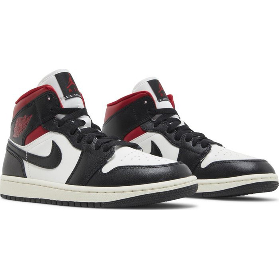 Женские кроссовки Nike Air Jordan 1 Mid Black/Sail/Gym Red — фото 2
