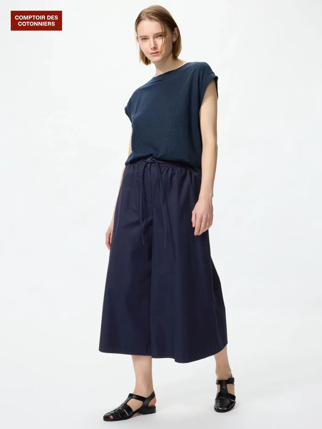 Кюлоты Uniqlo, хлопковые, синий
