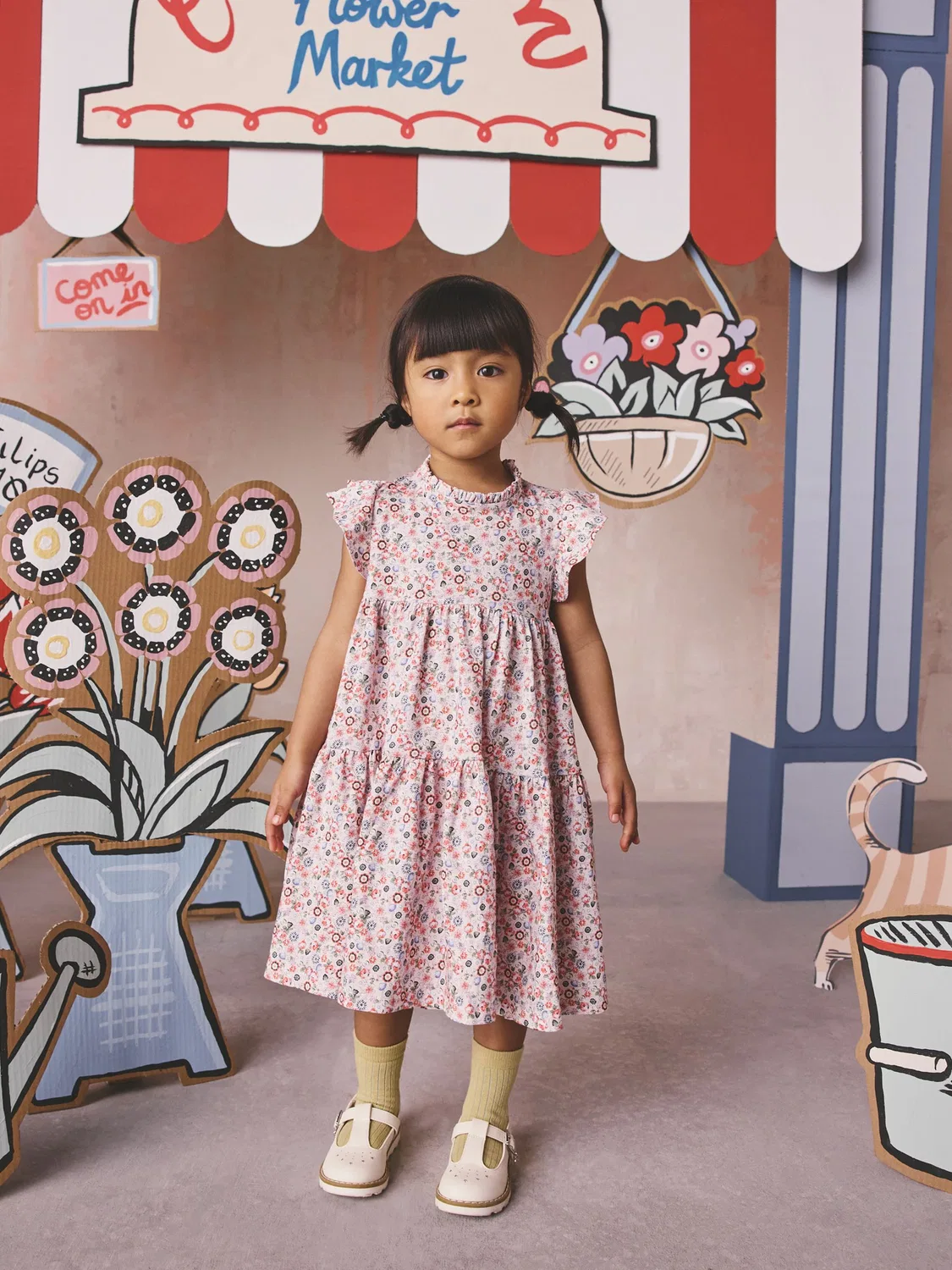 Платье ярусное Green Floral Cath Kidston Next, зеленый с цветочным принтом