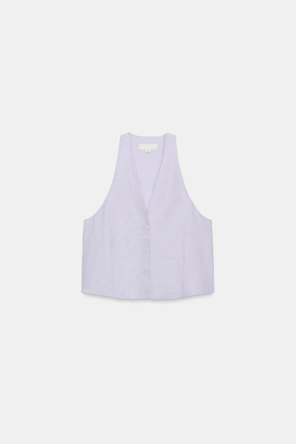Жилет из льняной смеси с пуговицами ZARA, Lilac — фото 4