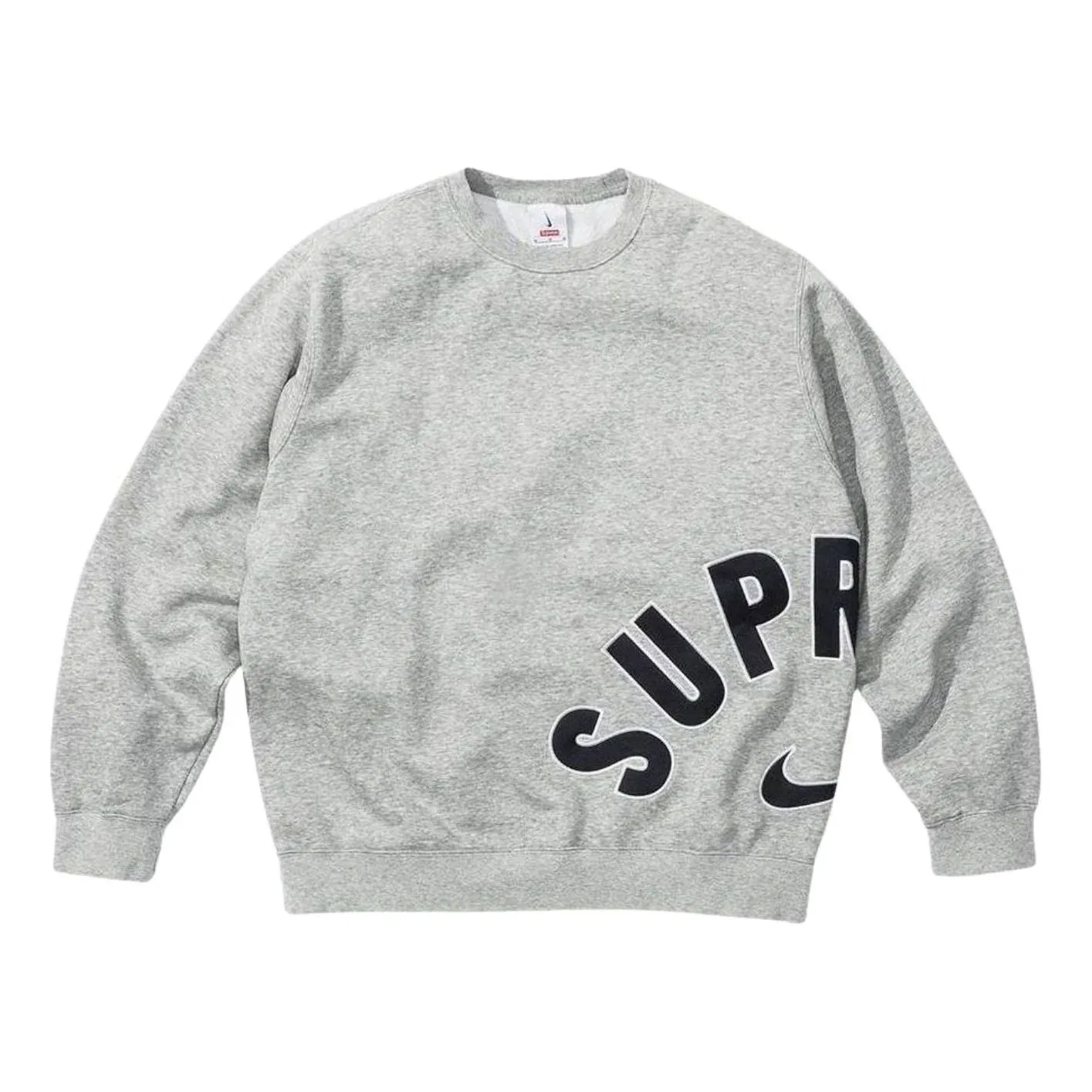 Мужская футболка Nike Arc Crewneck 'Grey Black' Supreme, Grey/Black