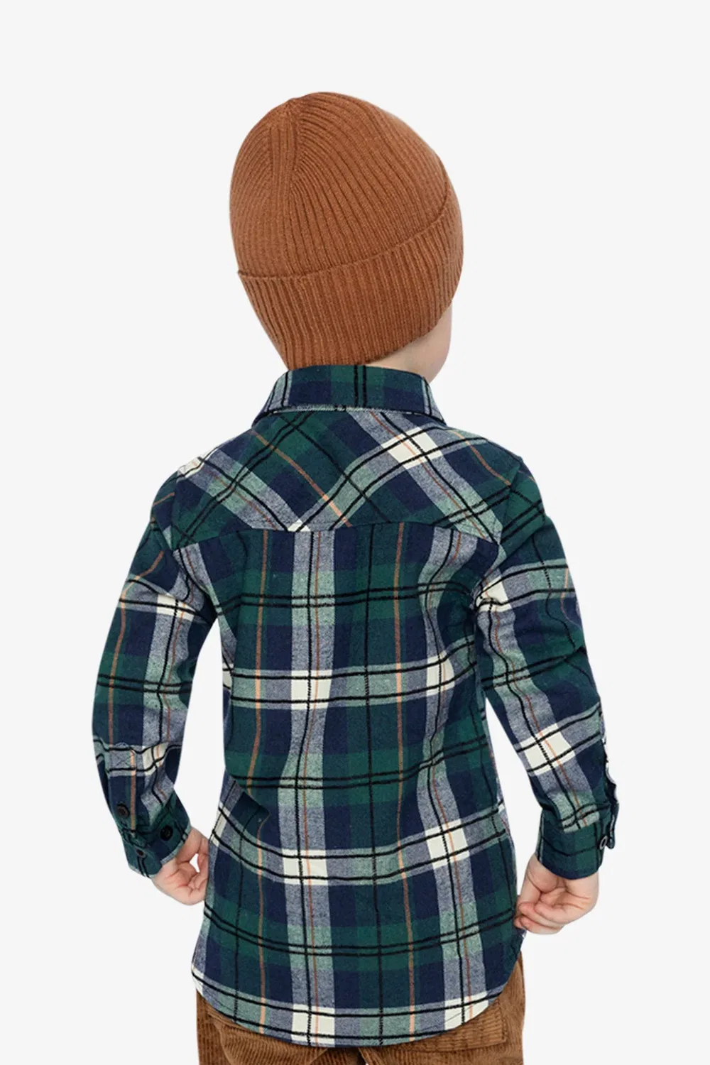 Детская рубашка в клетку с длинным рукавом Christmas Couture Deux par Deux, Blue and Green Checks — фото 4