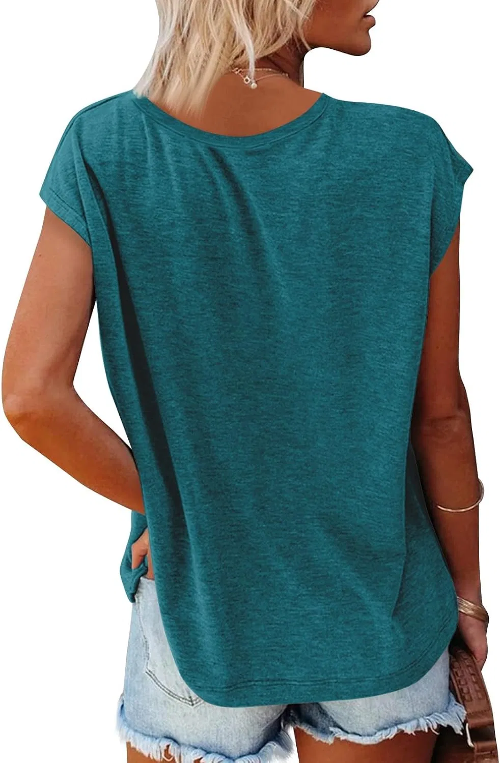 Женская футболка с круглым вырезом OMING, Turquoise — фото 2