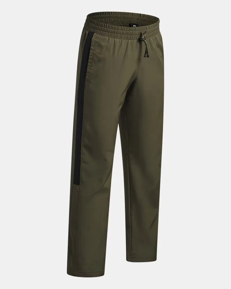 Штаны детские 63,5 см водоотталкивающие UA Rival Woven UnderArmour, Marine Od Green/Black — фото 3