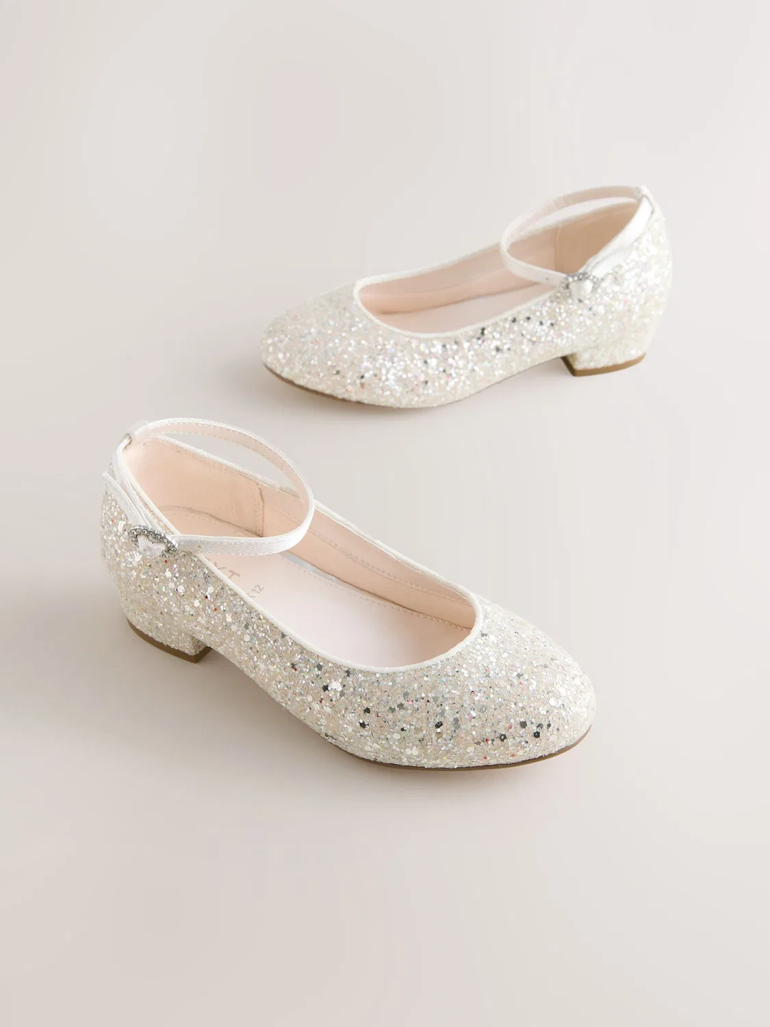 Туфли Мэри Джейн на каблуке с блестками Next, цвет Ivory Glitter — фото 2
