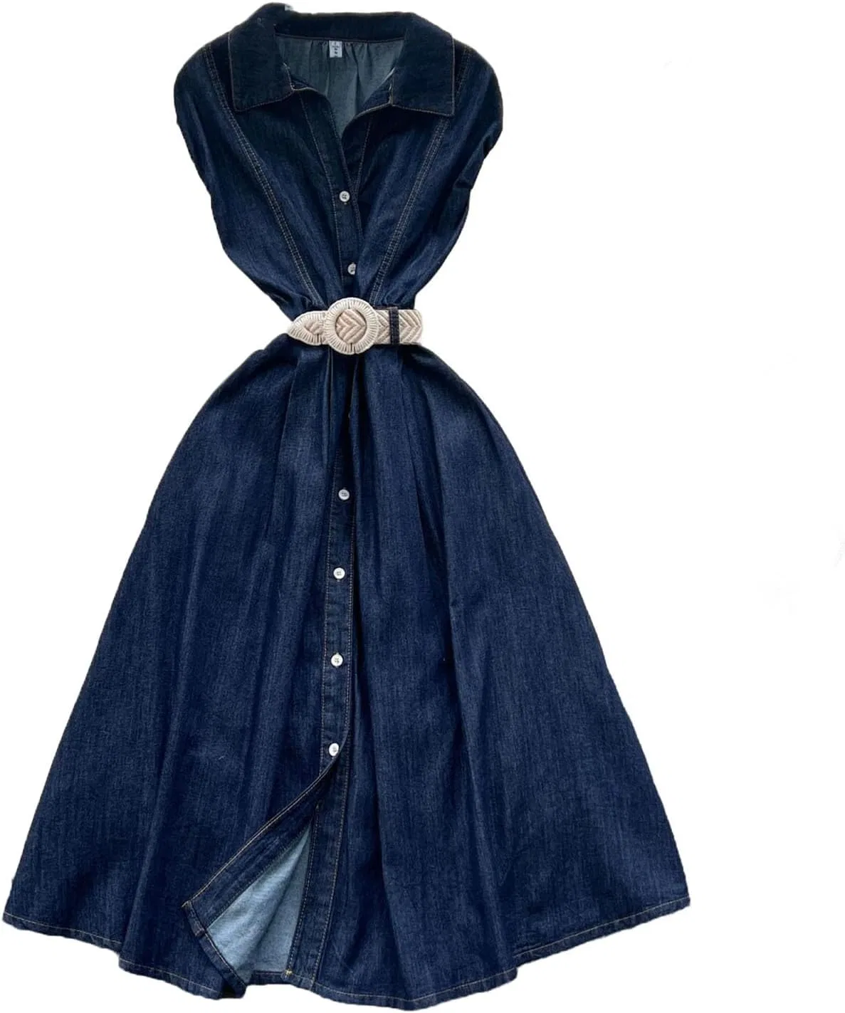Женское джинсовое платье с отложным воротником Vintage, Deep Blue