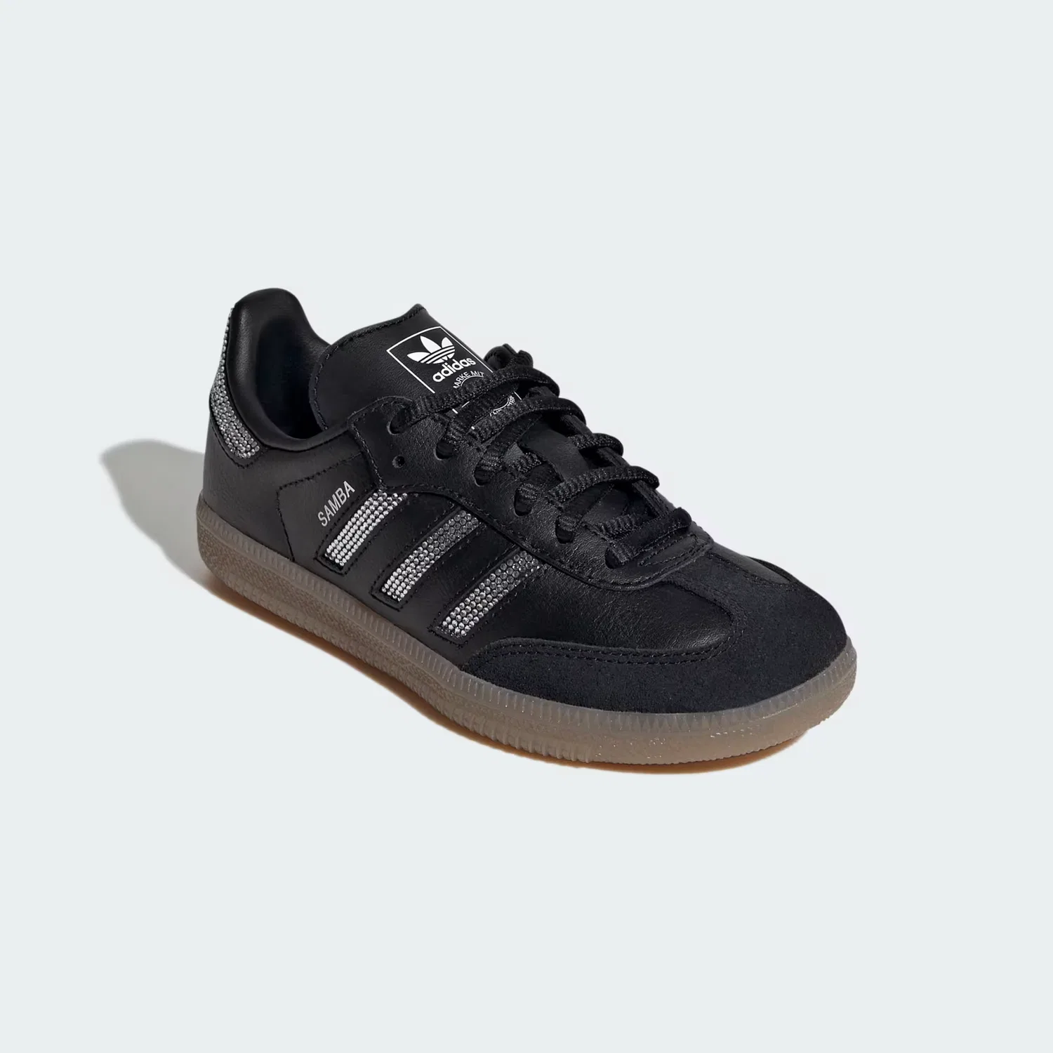 Детские кроссовки из кожи с замшевыми деталями SAMBA OG Adidas Originals, черный/серебристый — фото 4
