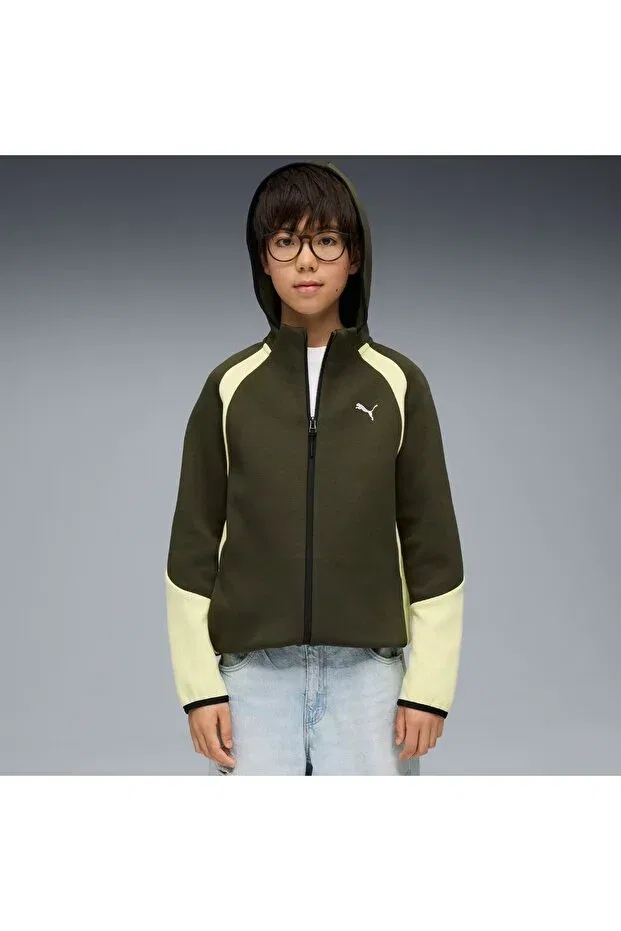 Детское худи для девочек с длинным рукавом Evostripe full-zip hoodie Puma, Green — фото 2