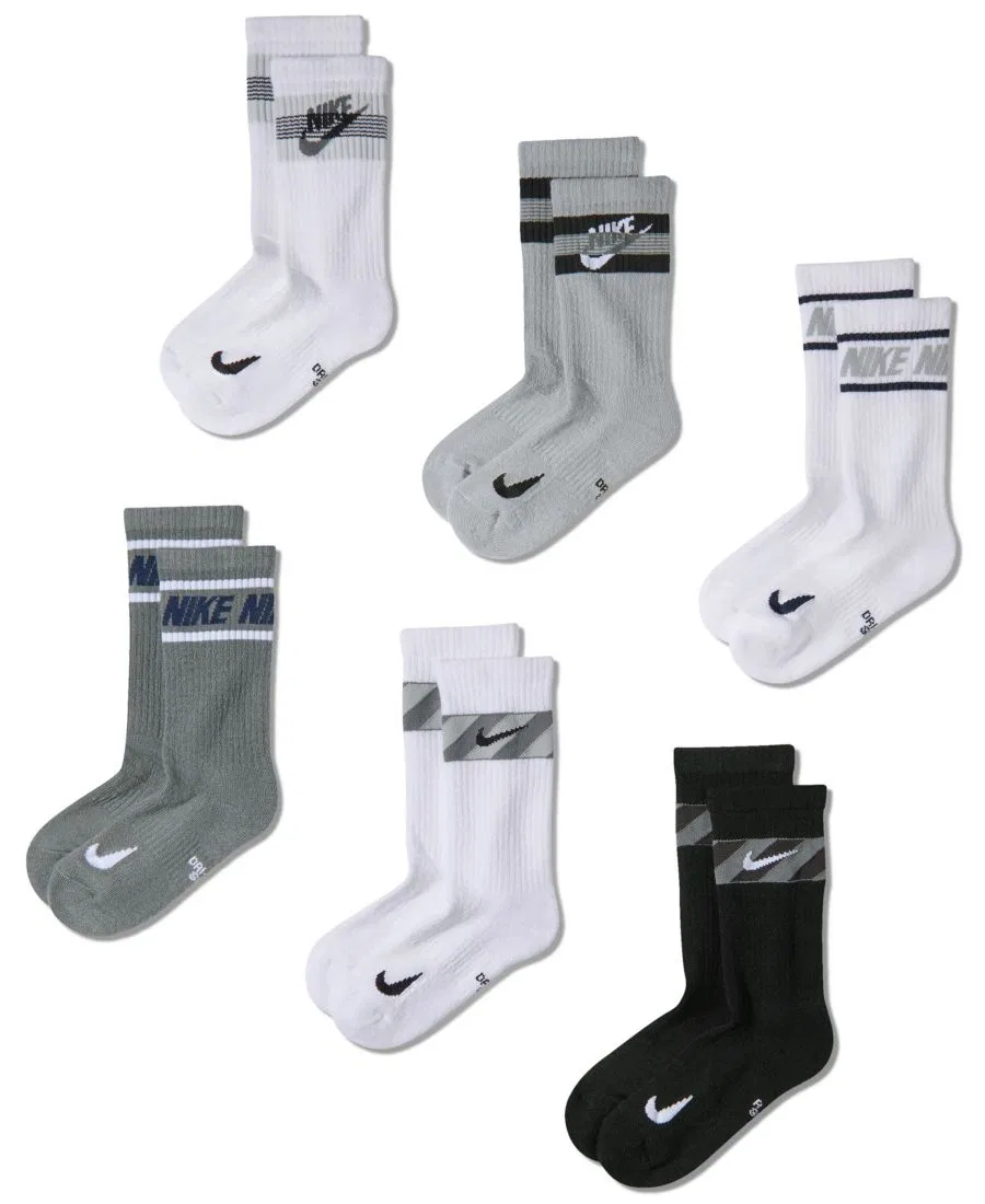 Носки повседневные для детей с усиленной амортизацией, комплект из 6 пар Nike, Gray Multi-Color
