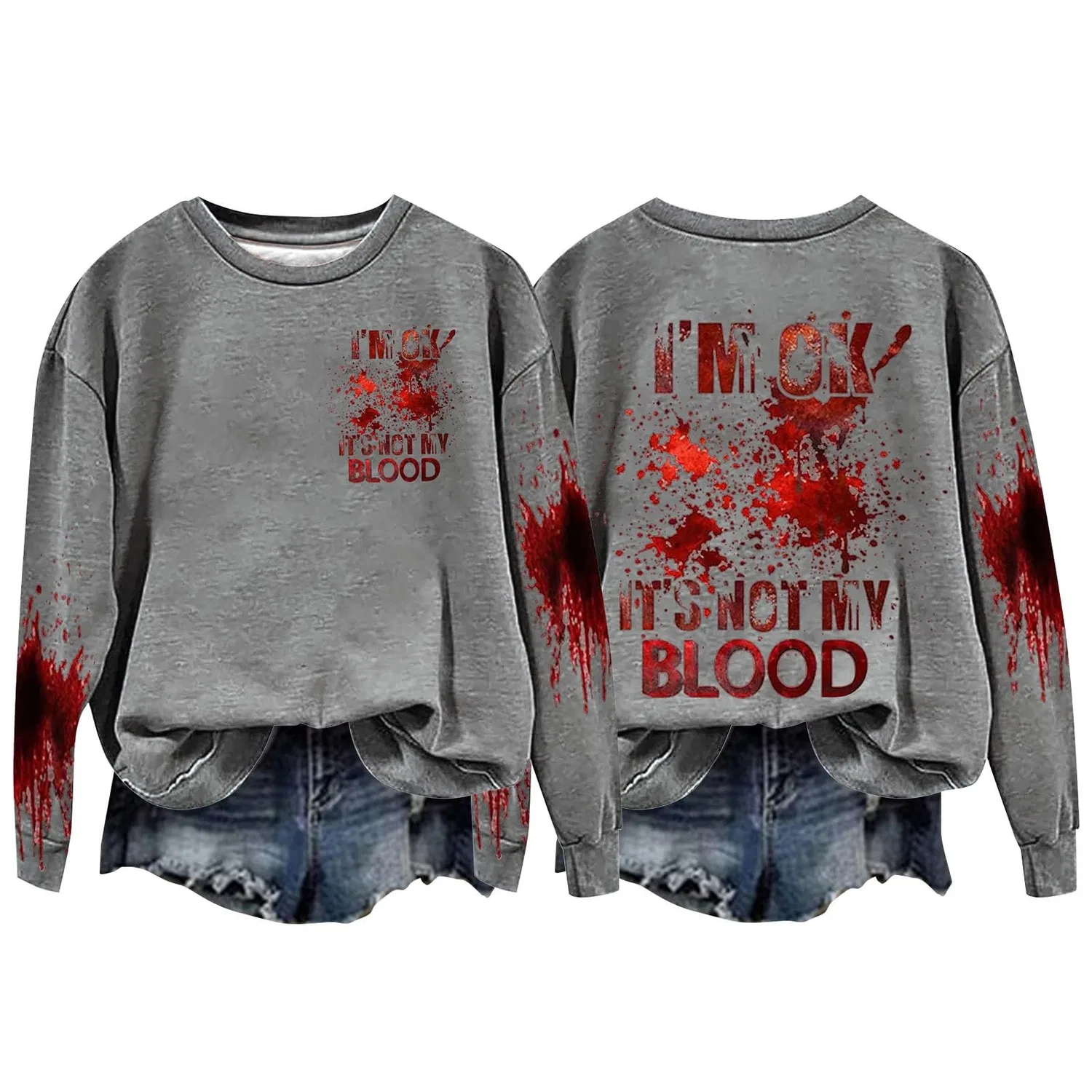 Женский худи с принтом I'M Ok Its Not My Blood, Z014 Grey