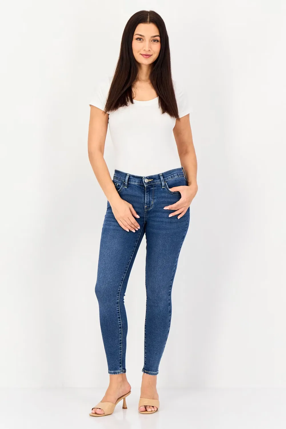 Джинсы узкие с эффектом потертости Levi'S, синий — фото 2