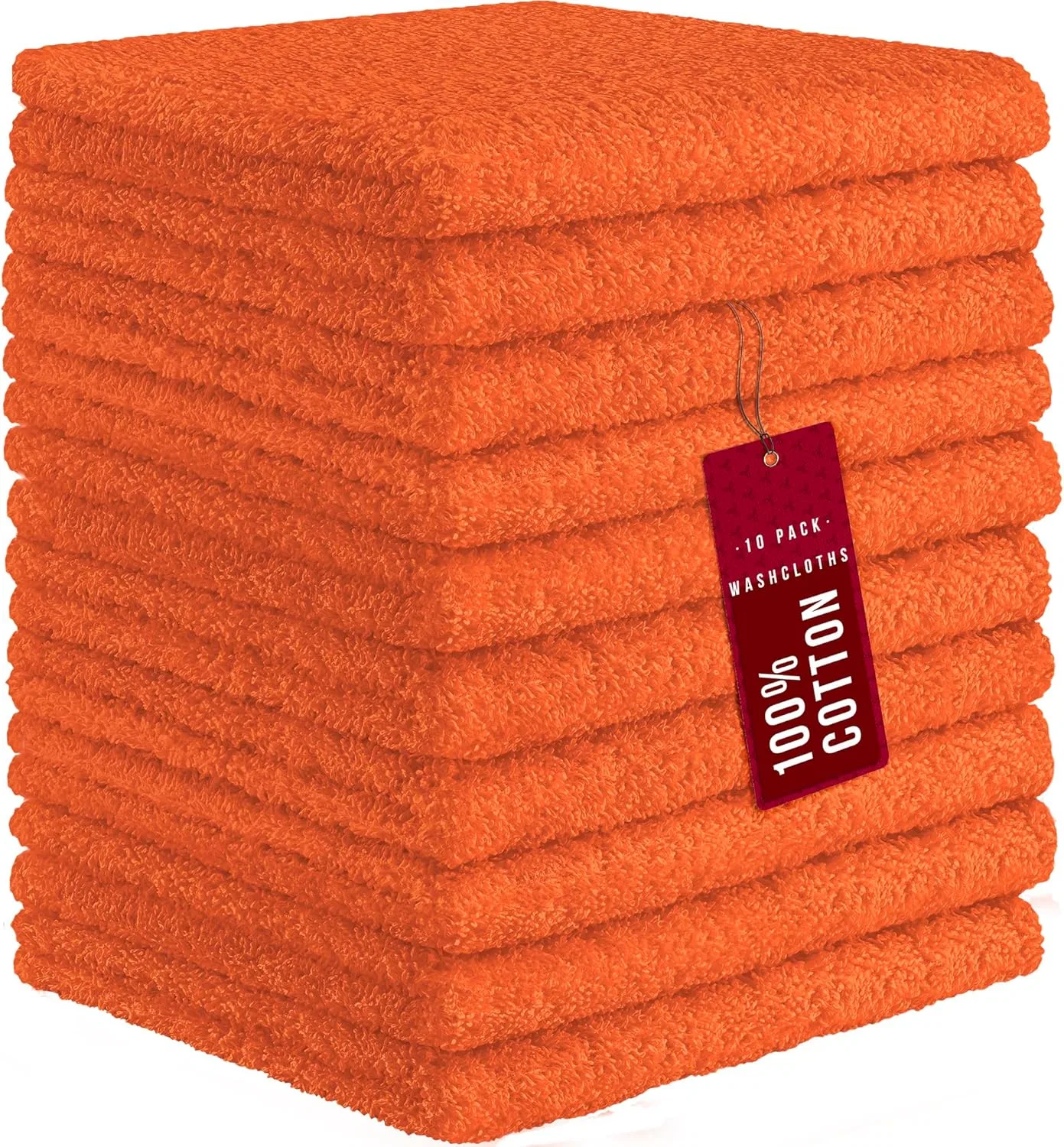 Мочалки из 100% хлопка, DecorRack, набор 10 шт, 30,5x30,5 см, Оранжевый
