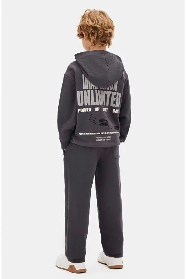 Детский комплект спортивного костюма для мальчиков с принтом Limi boy's ka hooded amuk tracksuit set Nk Kids, Gri