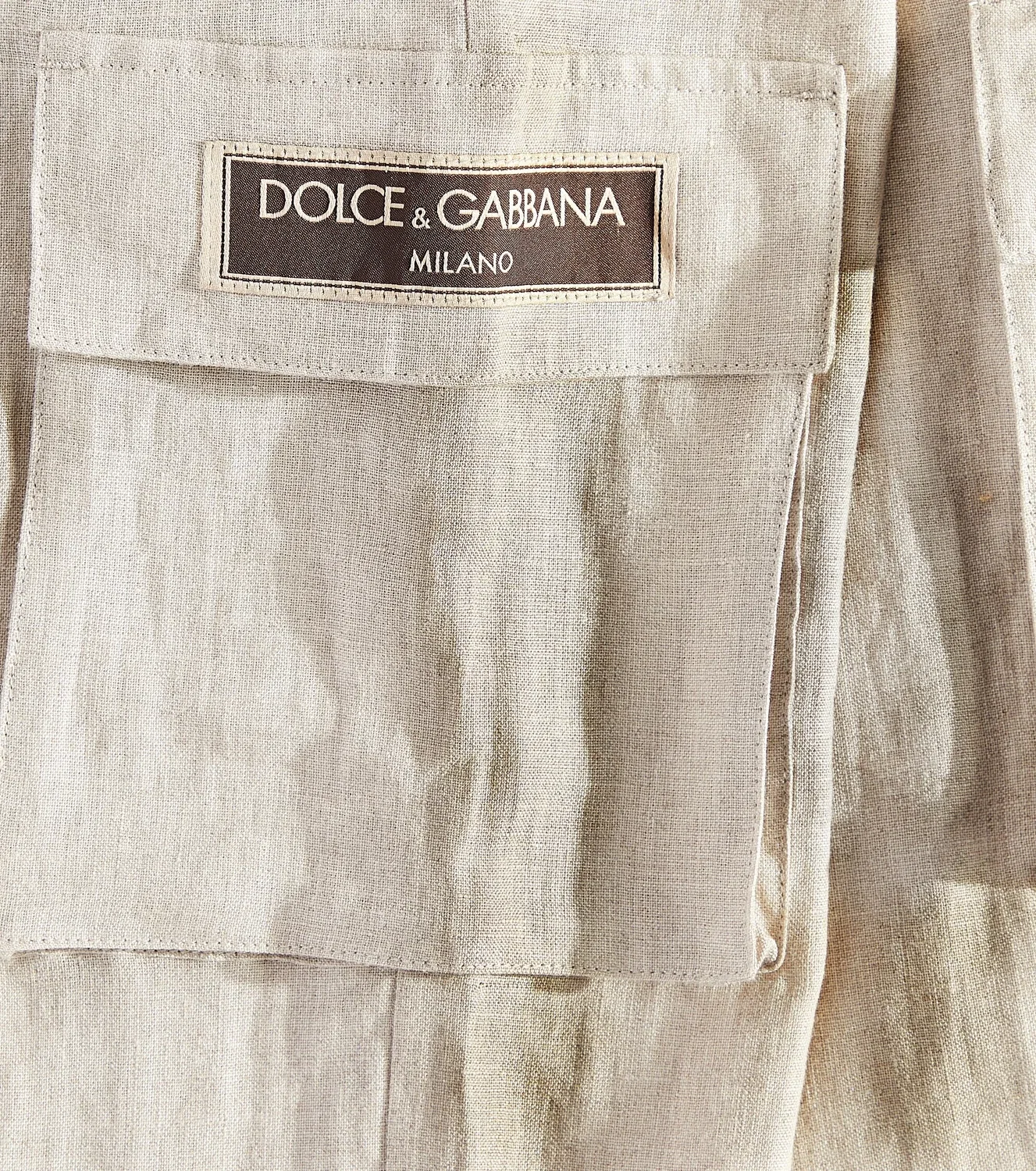 Брюки-карго льняные Dolce&Gabbana Kids, бежевый — фото 3