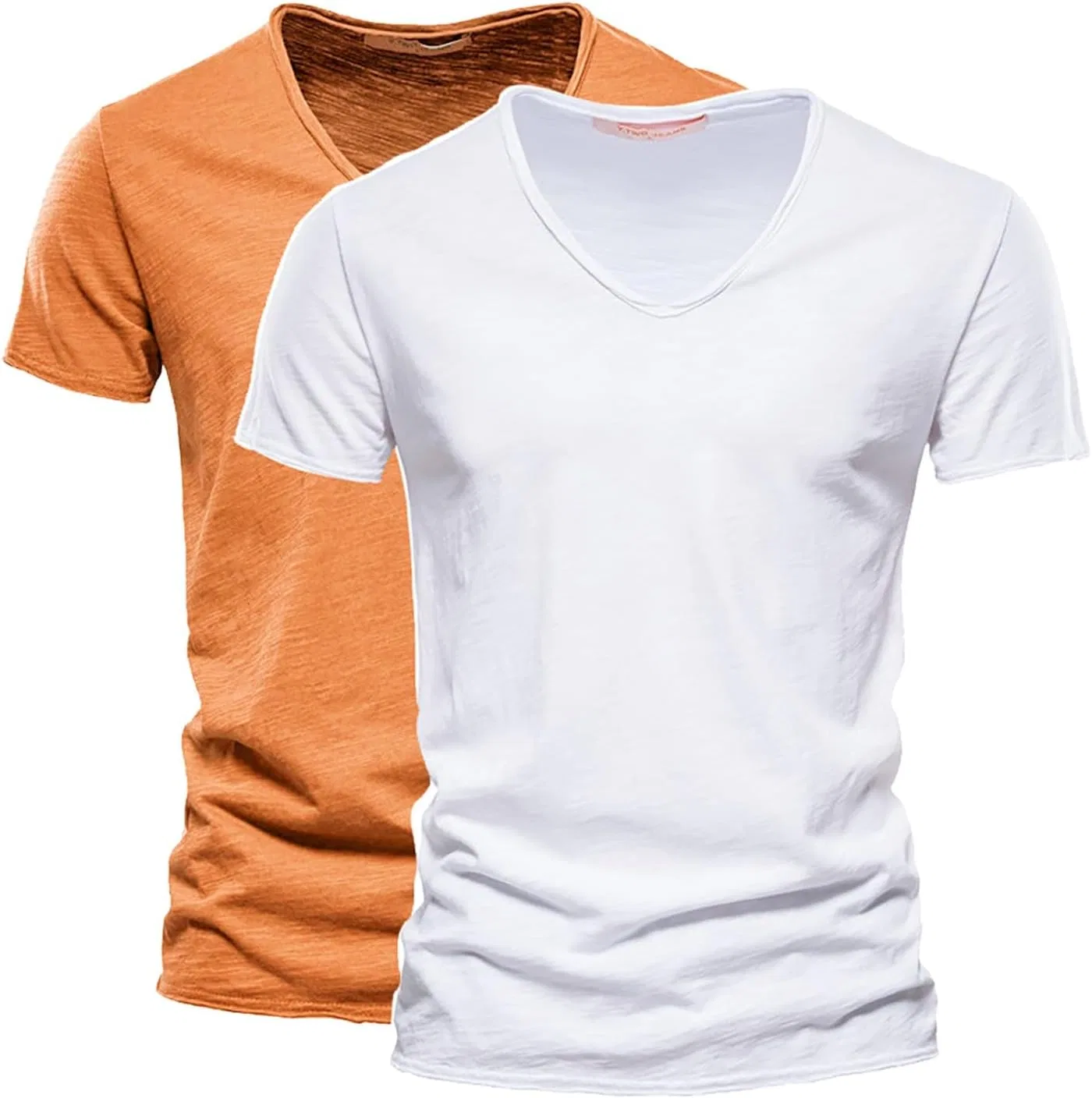 Мужская футболка с V-образным вырезом 2-pack, White/Orange