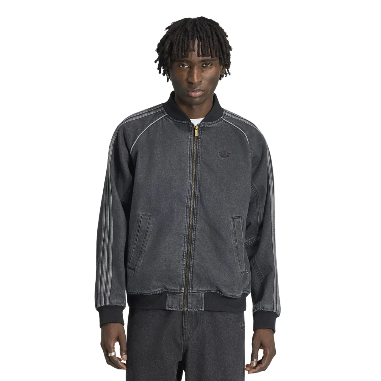 Мужская куртка из денима с принтом Superstar Denim Track Top, adidas, True Black Denim