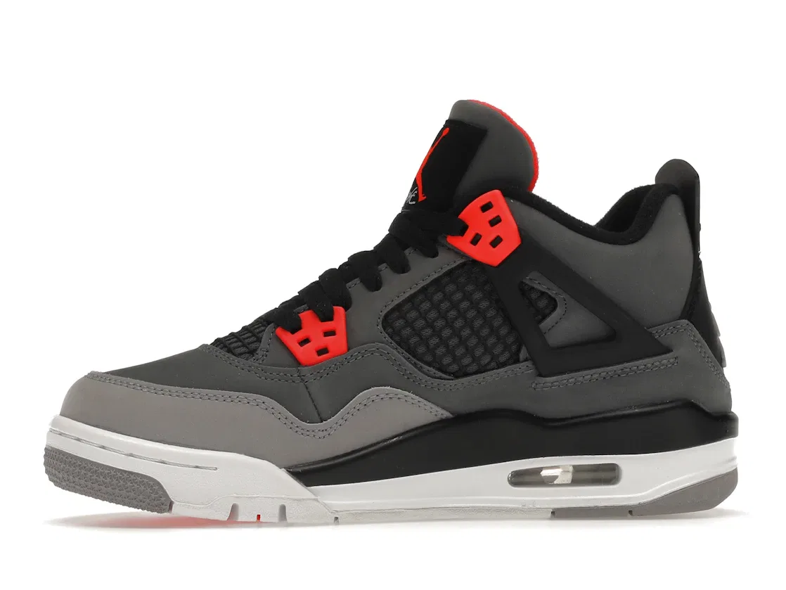 Детские кроссовки Lifestyle с липучками Jordan 4 Retro, Dark Grey/Infrared 23-Black-Cement Grey — фото 3