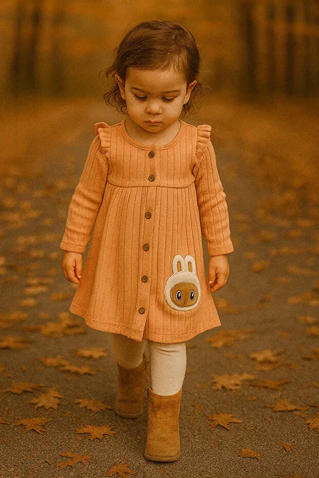 Детское платье для девочек с принтом Girl Rabbit Print Aden Kids, Salmon Lab Coat