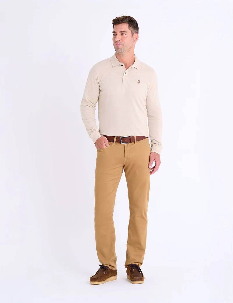 Поло лонгслив U.S. Polo Assn Peached Jersey Shirt, бежевый — фото 2