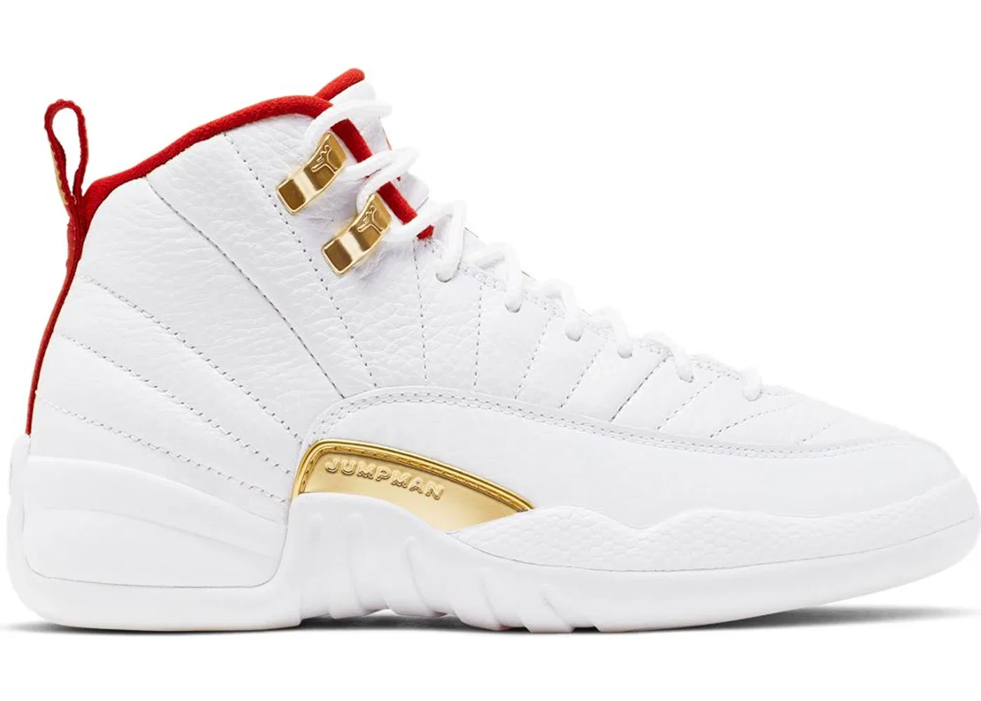 Детские кроссовки с кроссовками Jordan 12 Retro Jordan, White/University Red-Metallic Gold