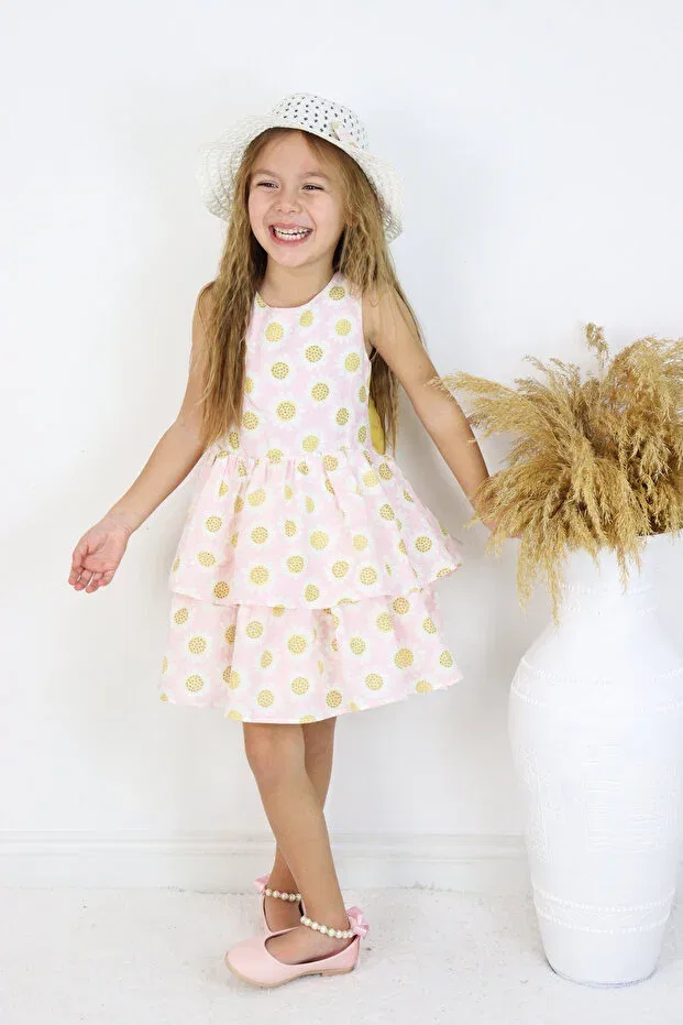 Детское платье для девочек с принтом в горошек Back Bow Detailed Hat Dress Colored Baby, Pink — фото 4