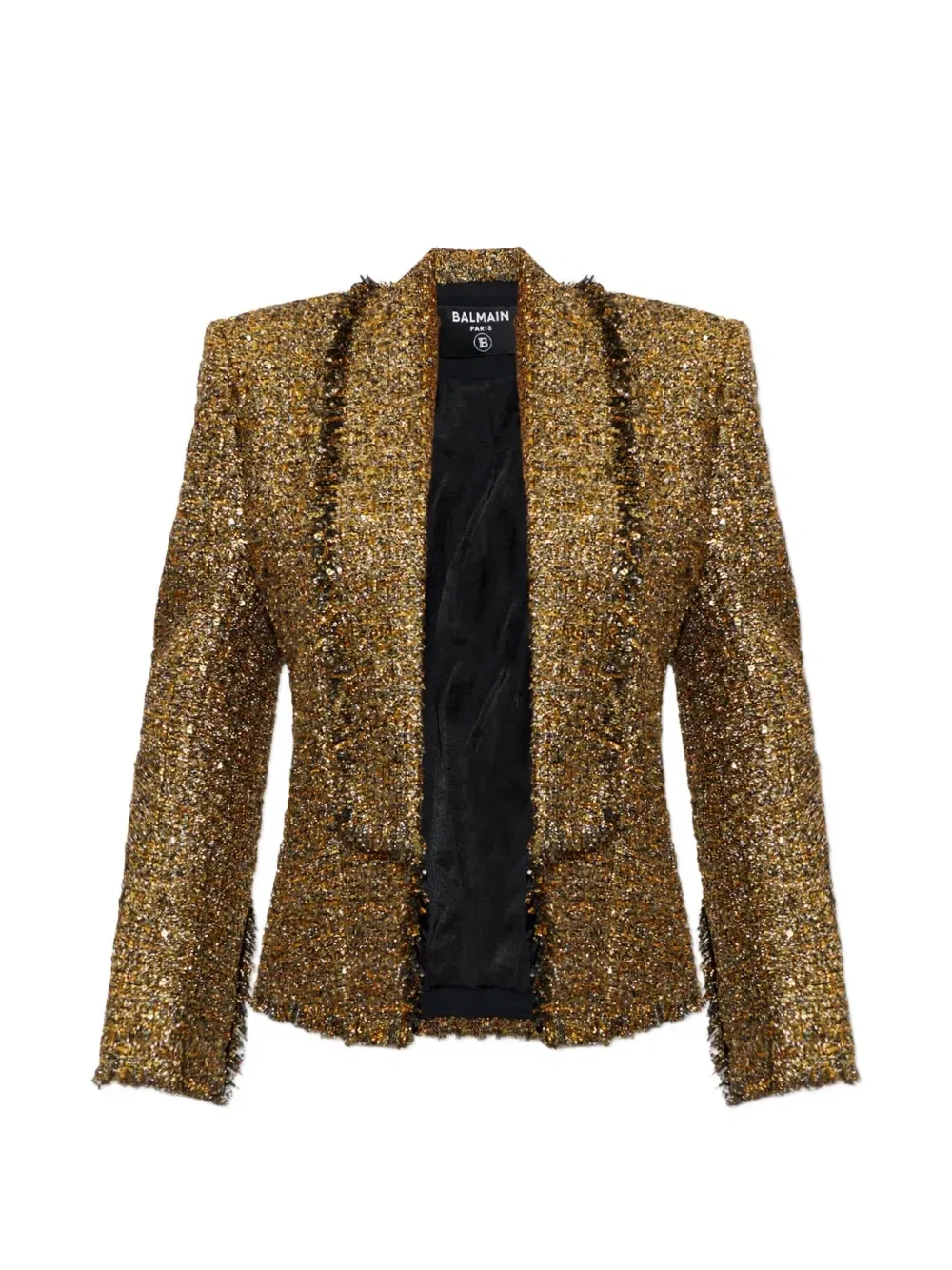Твидовый блейзер, расшитый пайетками Balmain, золотой