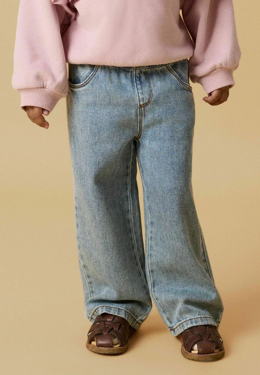Джинсы унисекс с широкими штанинами - свободный крой Lil' Atelier, Medium Blue Denim — фото 2