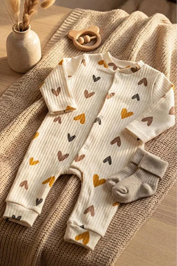 Детский комбинезон для новорожденных с принтом Zıbzıb Baby, Ecru