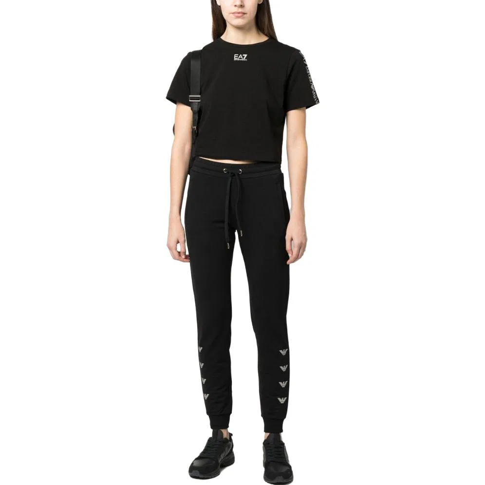 Спортивные брюки с логотипом зауженные, Emporio Armani, Black — фото 3