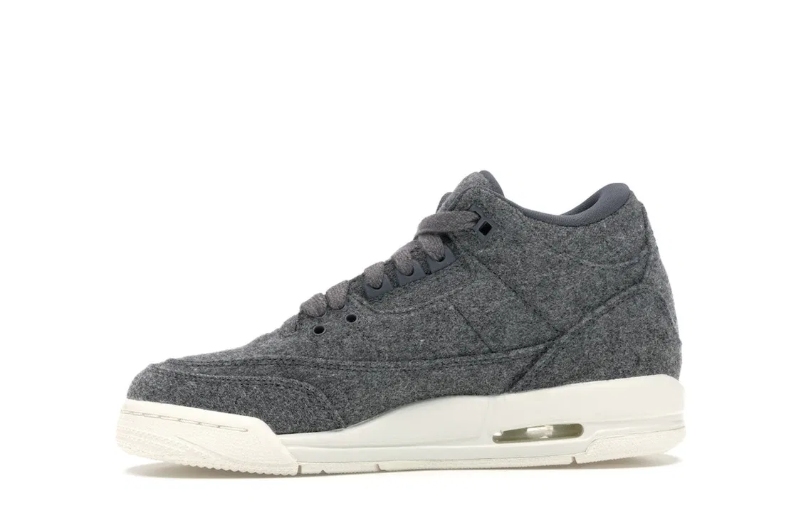 Детские кроссовки Lifestyle из шерсти Jordan 3 Retro, Dark Grey/Dark Grey-Sail — фото 3