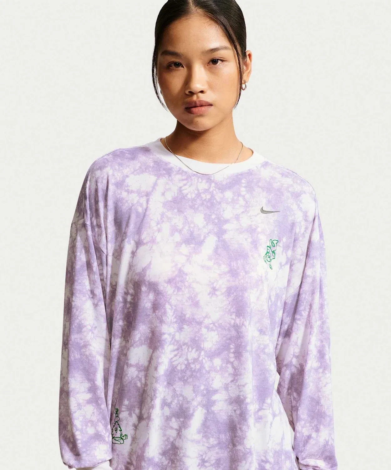 Женская футболка с длинным рукавомоверсайз NIKE IW1215-544, Purple
