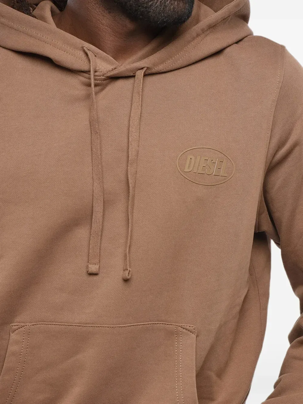 Толстовка с капюшоном на шнурке с логотипом Diesel, коричневый — фото 4